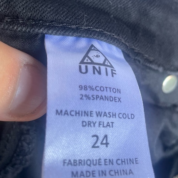 Unif distressed black denim jeans size 24 - Picture 3 of 4